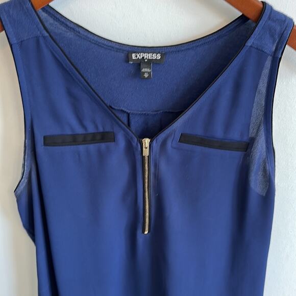 Express Navy Blue Preppy Half Zip Business Casual Tank Top Size Women's XS - Picture 2 of 2